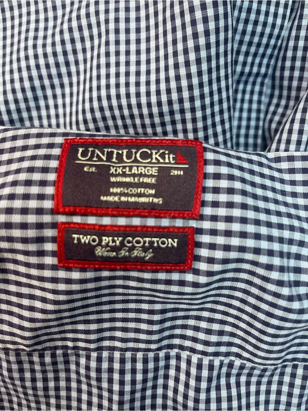 UNTUCKit Vignoble Luxe Wrinkle Free Button Down Shirt Navy Blue - Picture 10 of 11